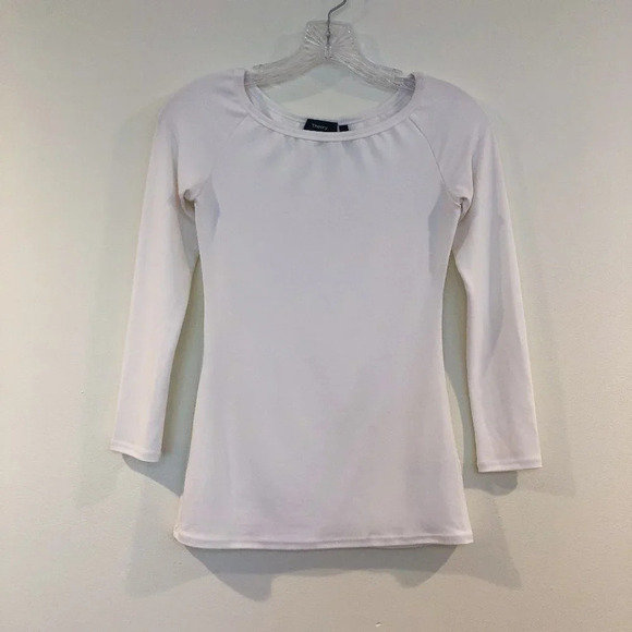 Theory White Scoop Neck Quarter Sleeve Tee - Picture 1 of 5